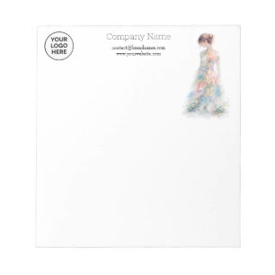 Elegant Watercolor Couture Bridal Fashion Designer Notepad