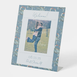 Elegant Watercolor Crab Wedding  Pedestal Sign