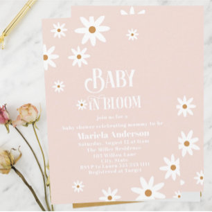 Elegant Watercolor Daisy Baby in Bloom Baby Showe Invitation