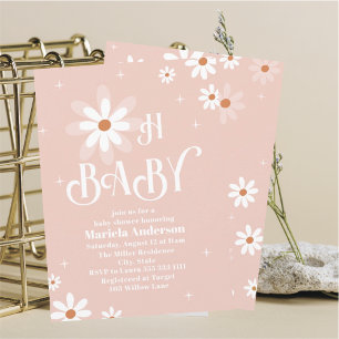 Elegant Watercolor Daisy  Oh Baby  Baby Shower Invitation