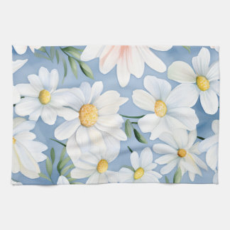 Elegant Watercolor Daisy Tea Towel