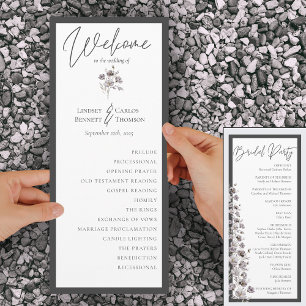 Elegant watercolor dark grey caligraphy ceremony programme
