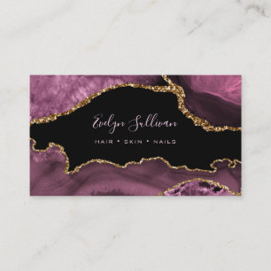 elegant watercolor dark mauve agate business card