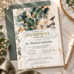 Elegant Watercolor Dentist Retirement Celebration Invitation