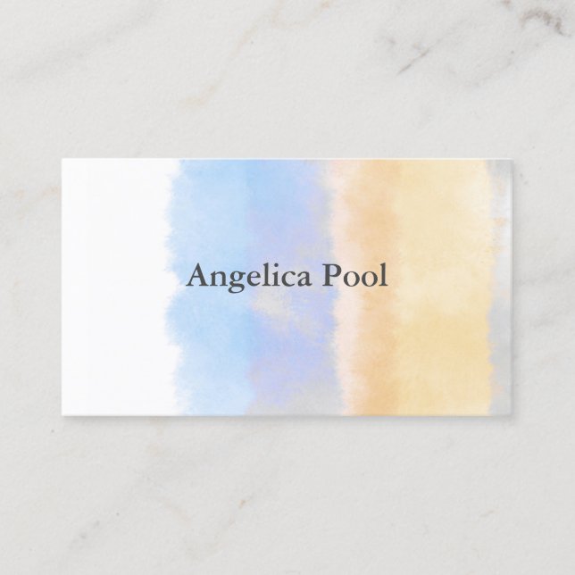  elegant watercolor design blue and yellow  business card (Front)