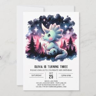 Elegant Watercolor Dino Birthday Invitation