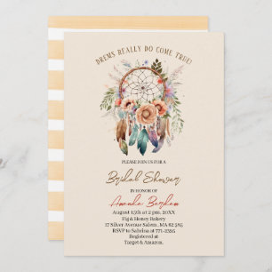 Elegant watercolor dream catcher and flowers invitation