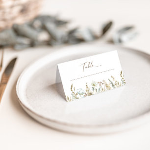 Elegant Watercolor Dried Foliage Wedding Place Card