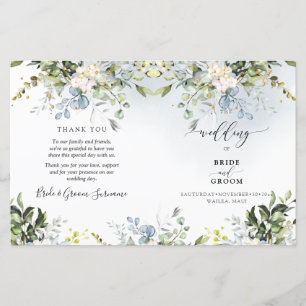 Elegant Watercolor Dusty Blue Eucalyptus
