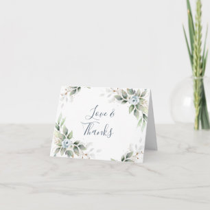 Elegant Watercolor Dusty Blue Foliage Thank You