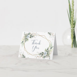 Elegant Watercolor Dusty Blue Foliage Thank You