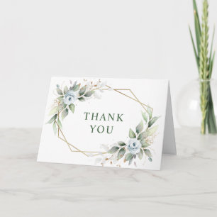 Elegant Watercolor Dusty Blue Foliage Thank You Card