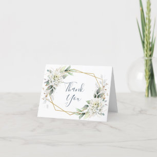 Elegant Watercolor Dusty Blue Foliage Thank You Card