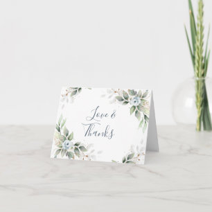 Elegant Watercolor Dusty Blue Foliage Thank You Card