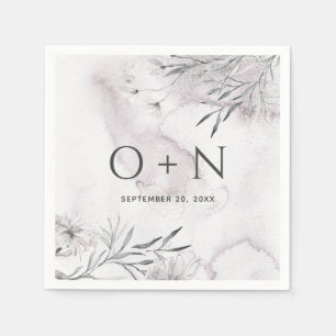 Elegant watercolor dusty purple floral wedding napkin