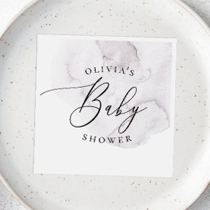 Elegant watercolor dusty purple script baby shower napkin
