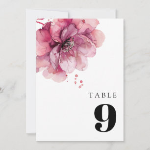 Elegant Watercolor Dusty Rose Floral Table Number