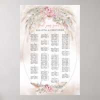 Elegant watercolor dusty rose pampas Alphabetical