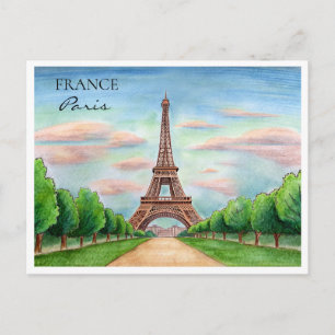 Elegant Watercolor Eiffel Tower Postcard