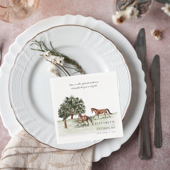 Elegant Watercolor Equestrian Wedding Napkin (Creator Uploaded)