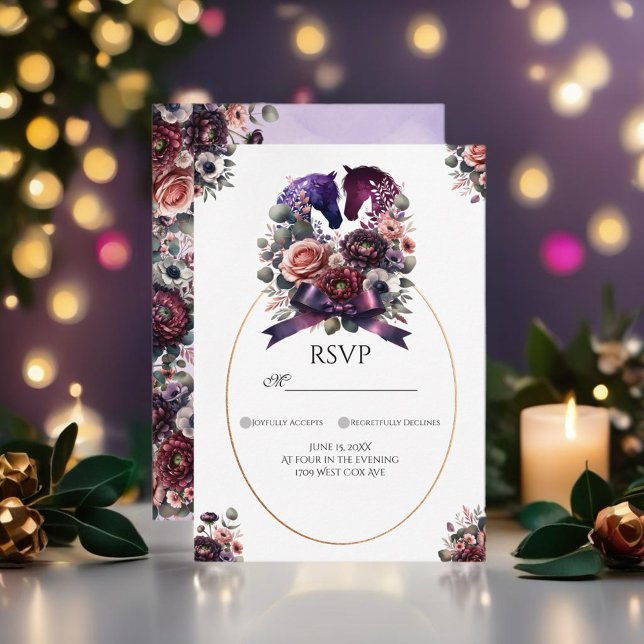 Elegant Watercolor Equestrian Wedding RSVP Card (Personalize this beautiful design to make your celebration special!)