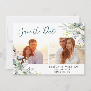 Elegant Watercolor Eucalyptus 2 PHOTO Wedding Save The Date