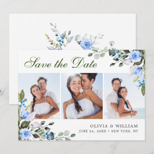 Elegant Watercolor Eucalyptus 3 PHOTO Wedding Save The Date