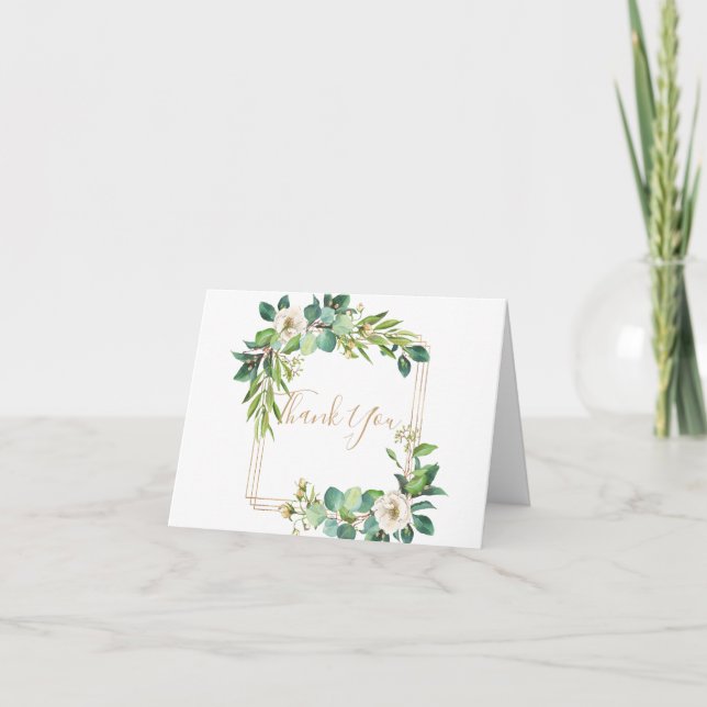 Elegant Watercolor Eucalyptus and Roses Card (Front)