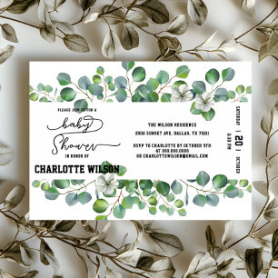 Elegant Watercolor Eucalyptus Baby Shower Invitation
