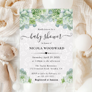 Elegant Watercolor Eucalyptus Baby Shower  Invitation