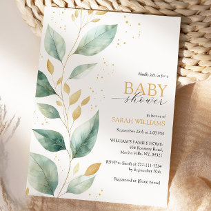 Elegant Watercolor Eucalyptus Baby Shower  Invitation