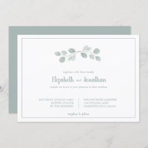 Elegant Watercolor Eucalyptus Branch Wedding Invitation