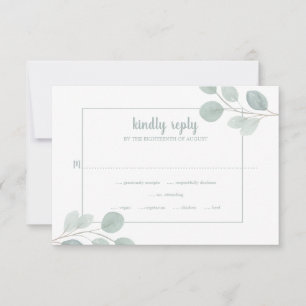 Elegant Watercolor Eucalyptus Branch Wedding RSVP Card