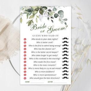 Elegant Watercolor Eucalyptus Bridal Shower Game