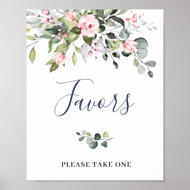 Elegant Watercolor Eucalyptus Favours Wedding Sign (Front)