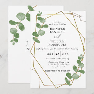 Elegant Watercolor Eucalyptus Floral Wedding Invitation