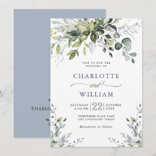 Elegant Watercolor Eucalyptus Greenery Wedding Inv Invitation