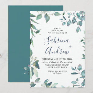 Elegant Watercolor Eucalyptus Greenery Wedding Invitation