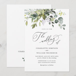 Elegant Watercolor Eucalyptus Greenery Wedding Invitation
