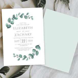 Elegant Watercolor Eucalyptus Greenery Wedding Invitation