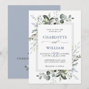 Elegant Watercolor Eucalyptus Greenery Wedding Invitation