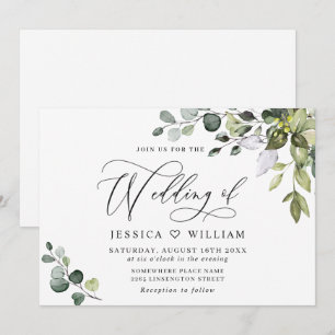 Elegant Watercolor Eucalyptus Greenery Wedding Invitation