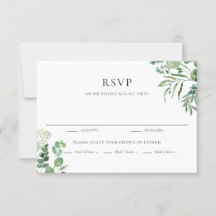 Elegant Watercolor Eucalyptus Greenery Wedding RSVP Card