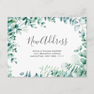 Elegant Watercolor  Eucalyptus Moving Announcement Postcard