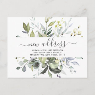 Elegant Watercolor  Eucalyptus Moving Announcement Postcard