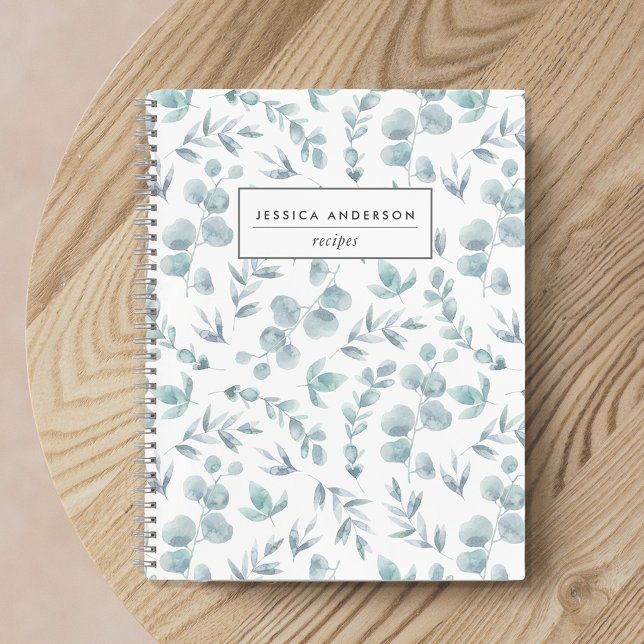 Elegant Watercolor Eucalyptus Personalised Recipe Notebook (Creator Uploaded)