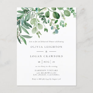Elegant Watercolor Eucalyptus Rehearsal Dinner Invitation Postcard