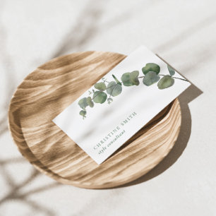 Elegant Watercolor Eucalyptus Simple Greenery Busi Business Card