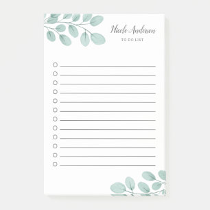 Elegant Watercolor Eucalyptus To-Do List Post-it Notes