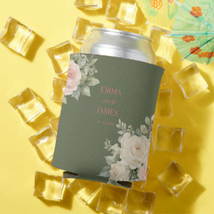 Elegant Watercolor Eucalyptus Wedding Can Cooler